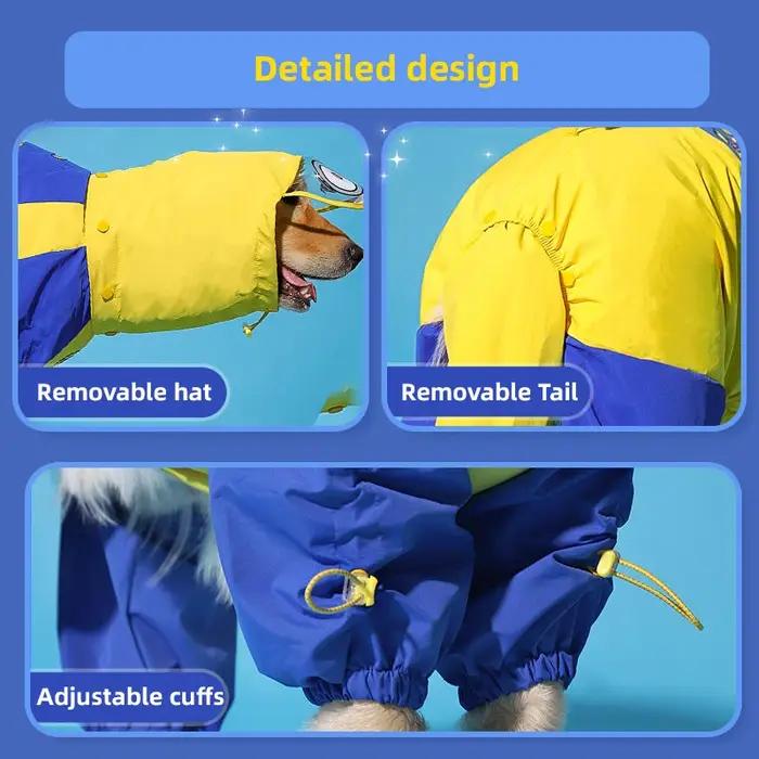 Impermeable Imprime Pour Chiens Moyens Grands Vetement Animal Compagnie Manteau Quatre Pattes Jaune Protection Pluie Boue Occasions Speciales
