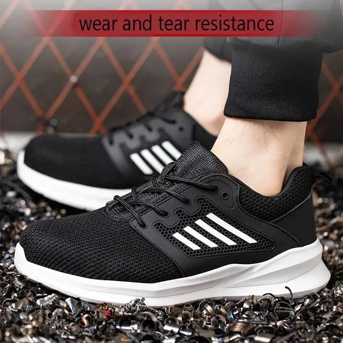 Chaussures de sécurité anti-écrasement pour hommes, chaussures de sécurité Parker en acier, chaussures de tennis de sécurité industrielles, bottes de travail noires d'extérieur, travail de sport