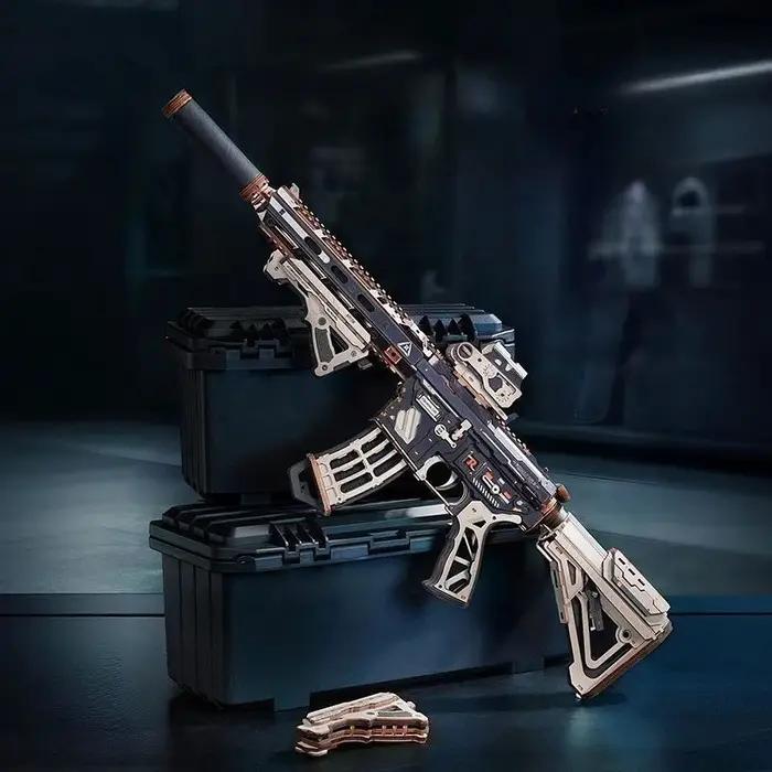 Modèle de Fusil d'Assaut Rétro à Assembler Soi-même en Bois