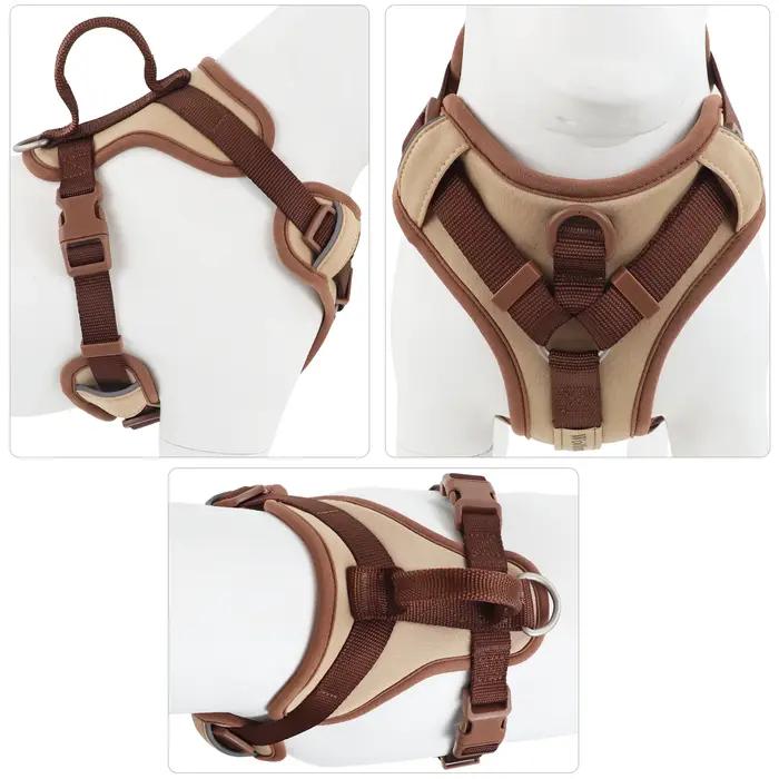 Nouveau Harnais de Luxe pour Chien Couleur Chocolat Anti-Traction pour Grands et Petits Chiens Sangle de Poitrine
