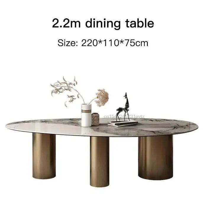 Combinaison de Table à manger et chaises ovales lumineuses italiennes