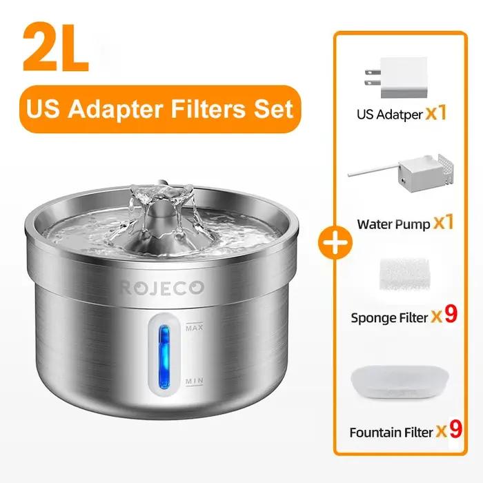 ROJECO fontaine à boire pour animaux de compagnie en acier inoxydable