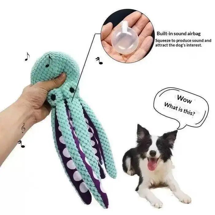 Jouet à mâcher en caoutchouc et polaire en forme de pieuvre pour chiens agressifs jouet interactif pour soulager l'anxiété occaSIONS spécIALES