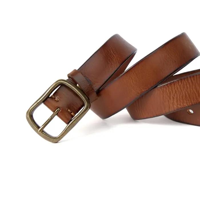 MEDYLA Vintage luxe fait à la main en cuir cuivre boucle homme ceinture peau de vache rétro tout-mat