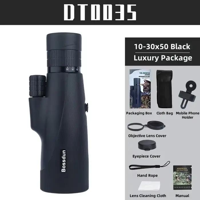 Monoculaire zoom 10-30x50mm avec prisme BAK4 longue portée scope chasse camping randonnée aventure extérieure