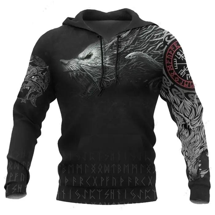 Sweat à capuche à manches longues imprimé 3D pour hommes
