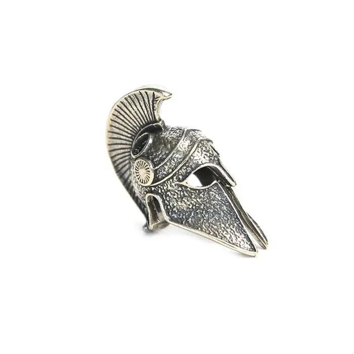 Ancienne grèce spartiate guerrier cicatrice casque couteau en laiton perles EDC bricolage paracorde porte-clés lanière pendentif bijoux accessoires