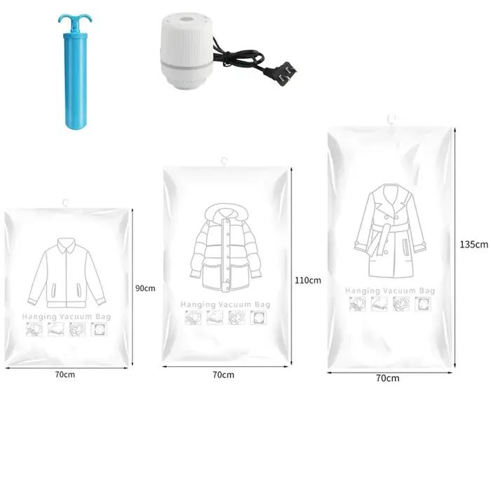 Sac de Compression pour vêtements, 1 pièce, organisateur de garde-robe, sacs de protection suspendus pour vêtements sous vide de grande capacité, sacs de rangement permettant de gagner de l'espace