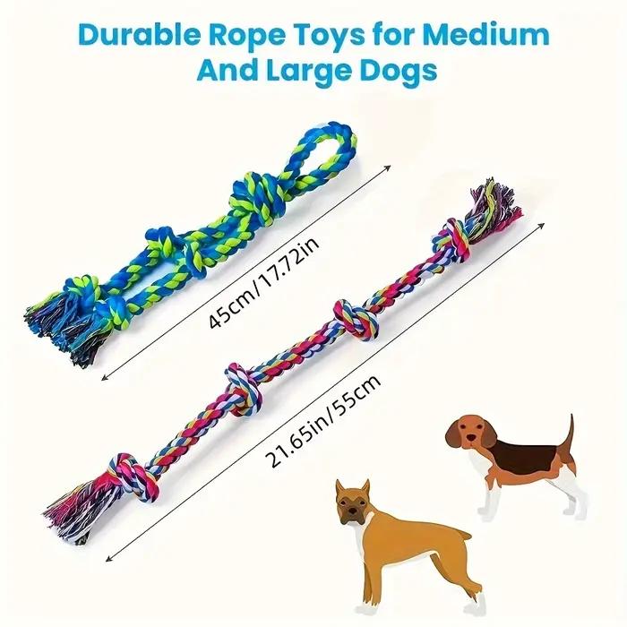 Jouets à nœud en lin pour chiens indestructibles et durables pour chiens moyens et grands occasions de jeu social et cadeaux festifs