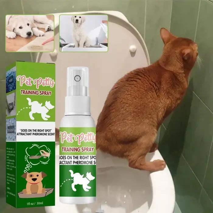 Inducteur de pulvérisation d'entraînement aux toilettes pour animaux de compagnie, chien, caca, chat