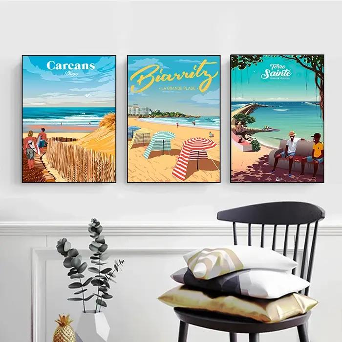 Affiche de Saint-Malo Toulouse sur toile coton moderne style paysage pour décoration maison et bureau occasions spéciales