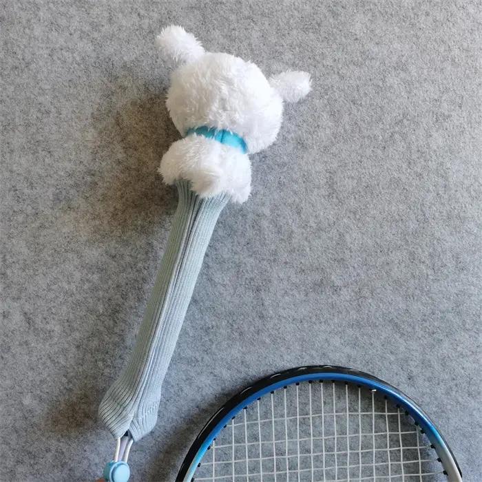 Couverture de poignée de raquette de Badminton pour chien blanc