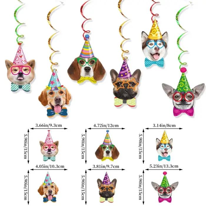 Joyeux anniversaire chien fête décoration papier drapeau chien Latte Art gâteau décoration ensemble de cartes