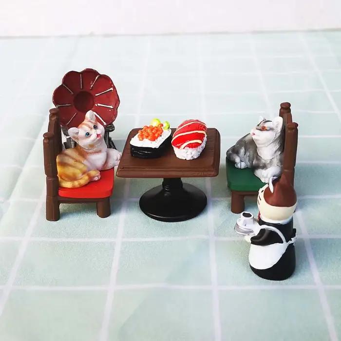 Ornement de bonsaï de chien Husky et de chat en résine pour décoration intérieure et extérieure pour amoureux des animaux et de la nature