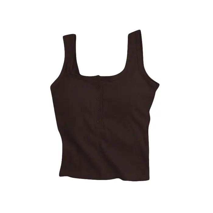 Camisole Slim Femme Taille Unique Polyester Coussinet Poitrine Occasions Estivales Décontracté Bleu Ciel Beige Bleu Brun