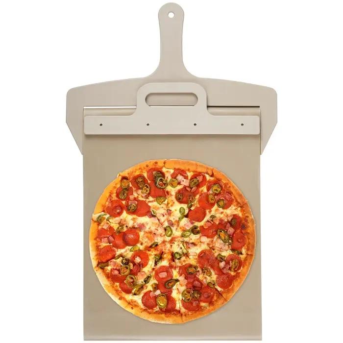 Pelle à pizza portable antiadhésive avec glissière en tissu haute température, pelle de cuisine pour