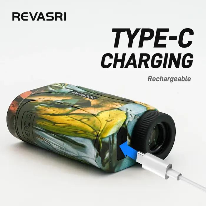 Télémètre de chasse REVASRI Mini 1200M pour chasseurs et golfeurs avec modes de mesure vertical/horizontal/vitesse/hauteur/compensation de pente pour le golf et recharge Type-C