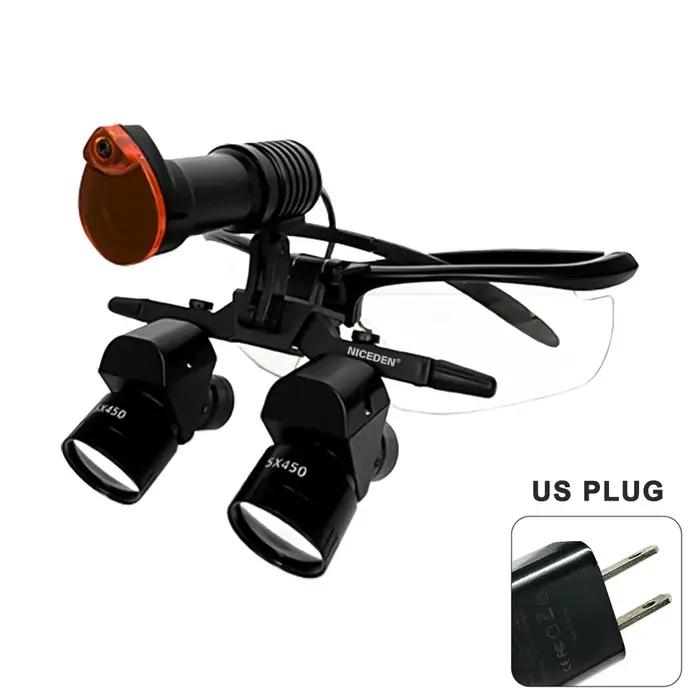 Loupes dentaires binoculaires 5x avec éclairage LED 5W, loupe binoculaire de laboratoire médical, équipement chirurgical dentaire