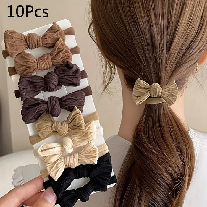 Porte-queue de cheval en tissu à haute élasticité avec nœud papillon de couleur unie – Accessoires pour cheveux minimali