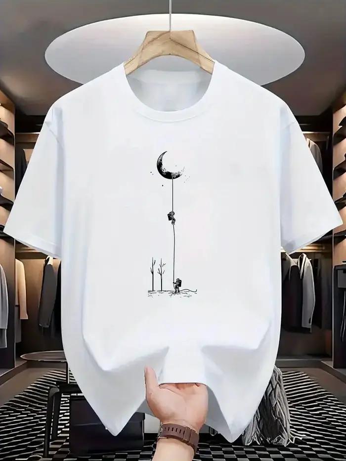 T-shirt à manches courtes et col rond pour hommes, 100% pur coton, coupe ample, décontracté, grande