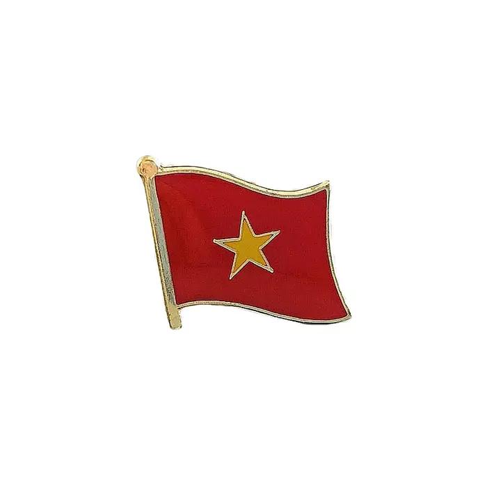 Épingles à revers en métal avec cristal époxy du drapeau national vietnamien pour hommes et femmes, souvenir patriotique, badge de collection pour occasions spéciales et cadeaux de célébration