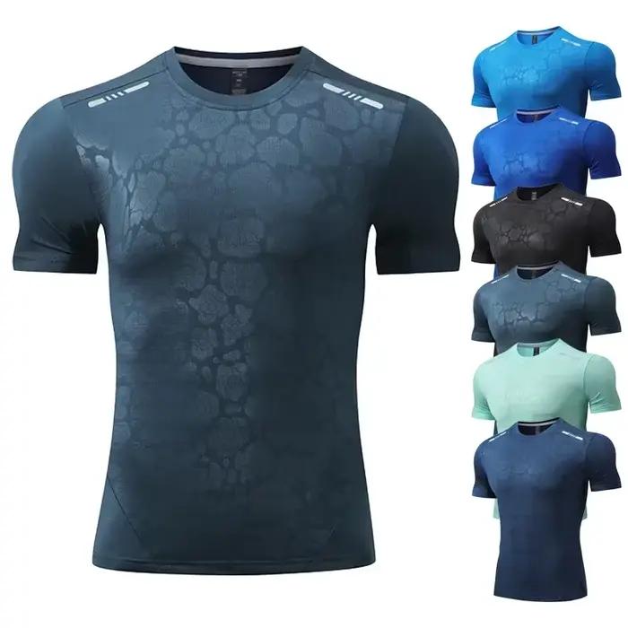 Hommes course Compression T-shirt coupe sèche à manches courtes Sport t-shirts mâle gymnase Fitness