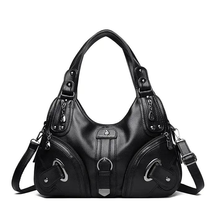 Sacs à main de luxe pour femme en cuir souple de haute qualité à deux couches