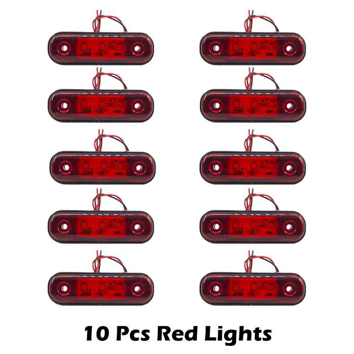 10 pièces 12V 24V voyant d'avertissement 3 LED feu de position latéral ovale dégagement Orange blanc rouge remorque cami