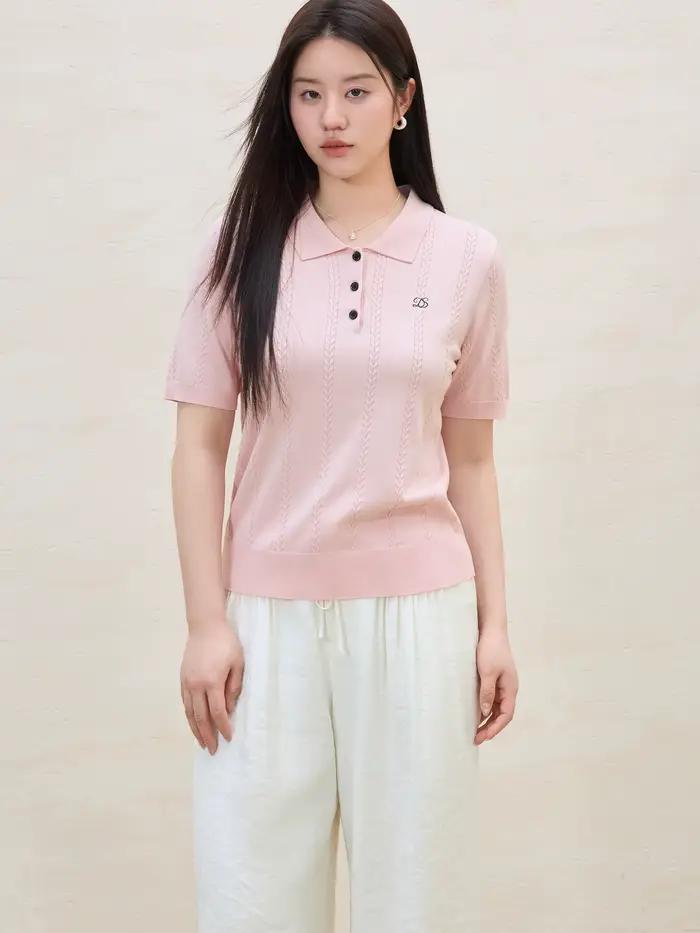 DUSHU grande taille col Polo Lyocell haut en tricot été minceur coupe bureau travail Transition frai