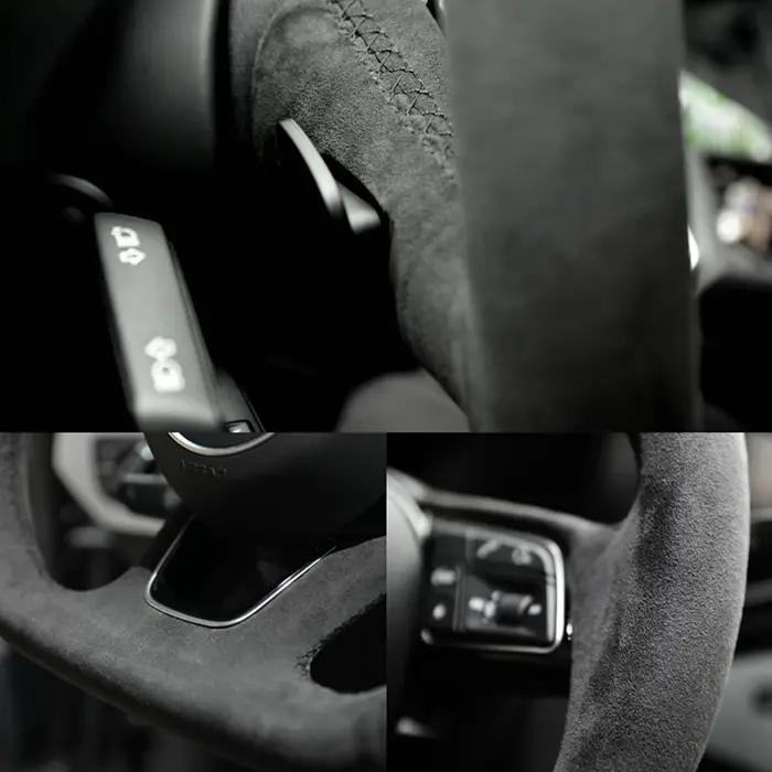 Housse tressée pour volant de voiture, personnalisée, en daim souple, 100% adaptée à la Porsche 911
