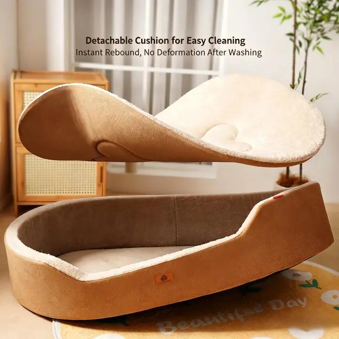 Nichoir pour chien de taille moyenne, quatre saisons, en cuir de lychee, avec coussin amovible