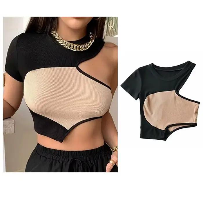 Haut court à bretelles vintage style streetwear pour femmes années 90 dos nu caraco t-shirt ajusté couleurs variées occassions spéciales
