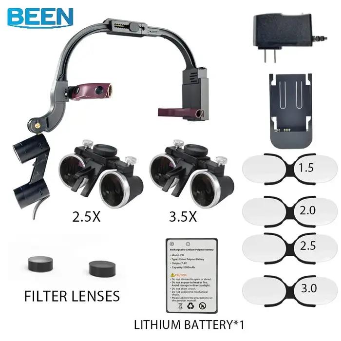 Lampe frontale dentaire LED, Loupes 2,5x 3,5x, esthétique médicale, phare chirurgical, grossissement binoculaire pour équipement de laboratoire
