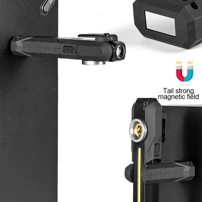 Lampe de travail magnétique à large faisceau COB, portable, aste par USB, 4 modes d'éclairage, torch