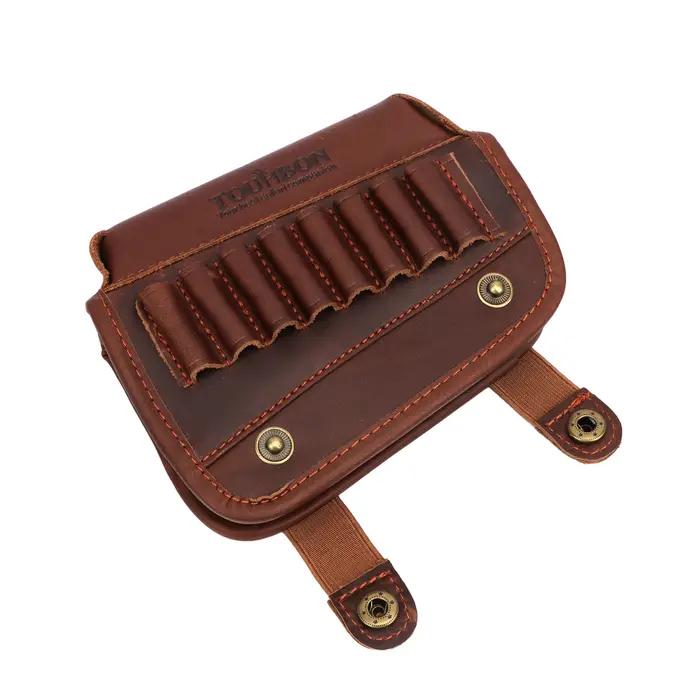 Tourbon Repose-joue pour fusil de chasse en cuir véritable avec porte-cartouches, accessoires de chasse