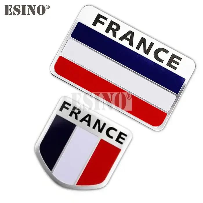 Drapeau National de la France 3D en métal chromé en alliage d'aluminium