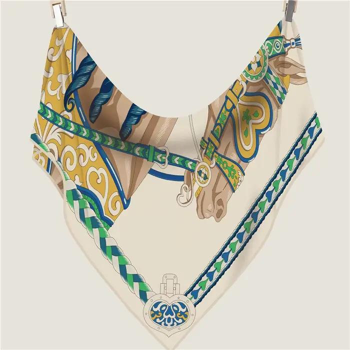 POBING 30% soie 70% cachemire écharpe femmes roulé à la main mode impression Triangle foulards envel