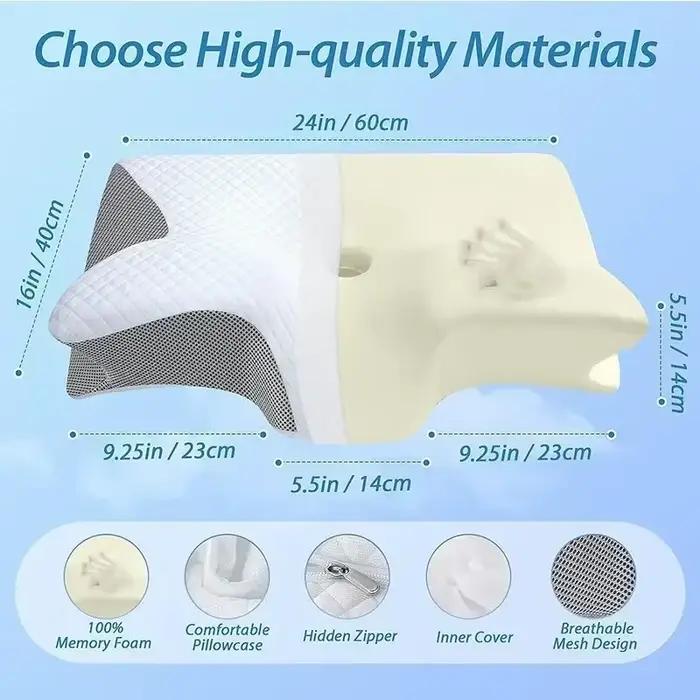 Oreiller cervical mémoire de forme 2 en 1 ergonomique orthopédique soutien douleur cou remplacement housse voyage chasse