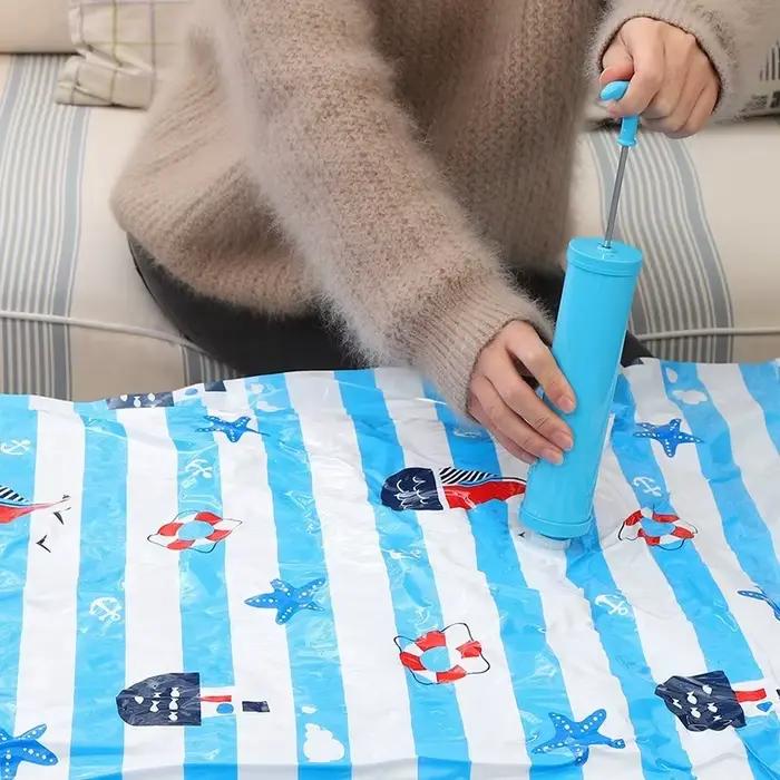 Sac sous vide pompe à air manuelle aspiration extracteur d'air comprimé gain de place vêtements outil de stockage joint sous vide sac de rangement fournitures pour maison bricolage organisation efficace et durable
