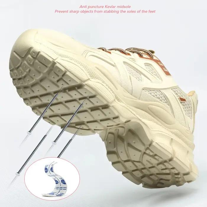 Chaussures de sécurité pour femmes, chaussures de travail anti-écrasement et anti-perforation, baskets à plateforme, chaussures de protection antidérapantes à bout en acier