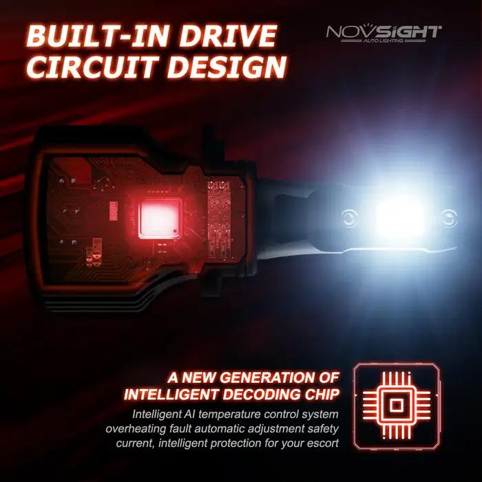 NOVSIGHT phare de voiture Led H1 H3 H4 H7 H11 H8 H9 H13 9005 9006 9007 9003 72W 10000LM 6000K ampoul