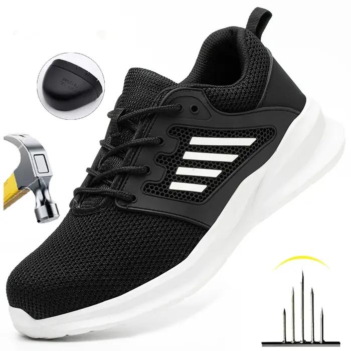 Chaussures de sécurité anti-écrasement pour hommes, chaussures de sécurité Parker en acier, chaussures de tennis de sécurité industrielles, bottes de travail noires d'extérieur, travail de sport