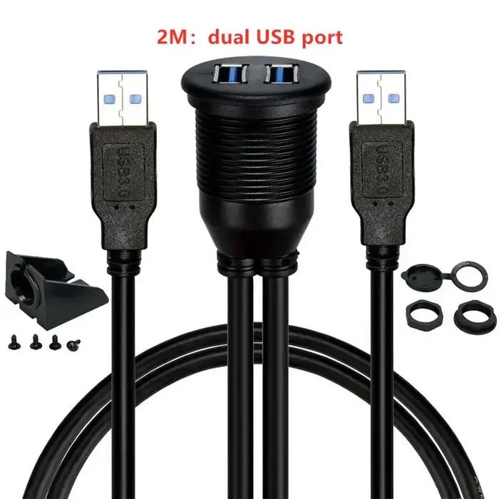 Câble d'extension USB 3.0 avec deux ports USB pour voiture camionnette bateau moto installation facile et rapide pour connecter vos appareils