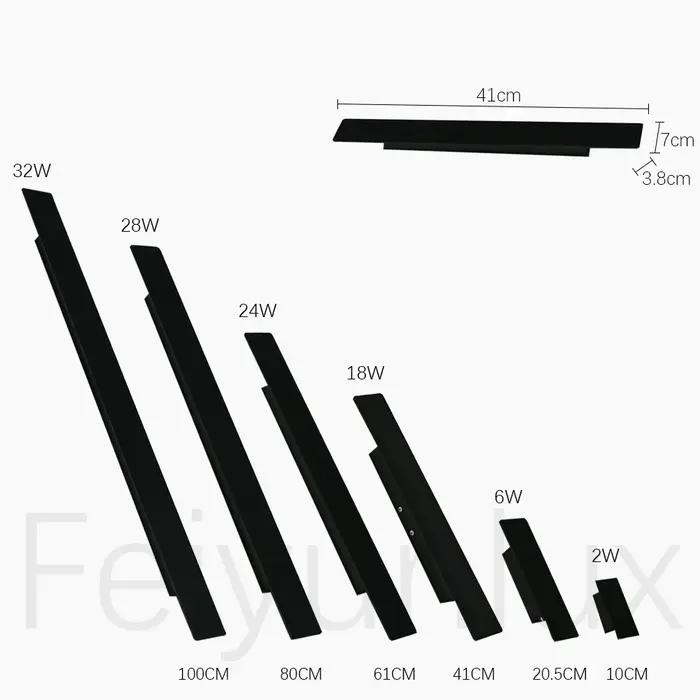 Lampes murales extérieures étanches bande appliques murales en aluminium 18W LED noir applique chamb