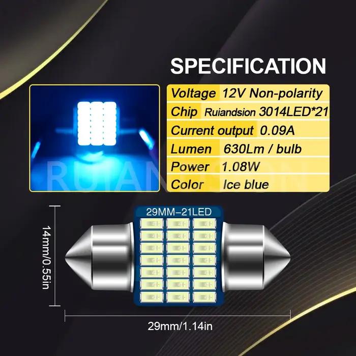 RUIANDSION 2 pièces C5W 28/29MM universel sans erreur feston LED 12V pour voiture intérieur lecture