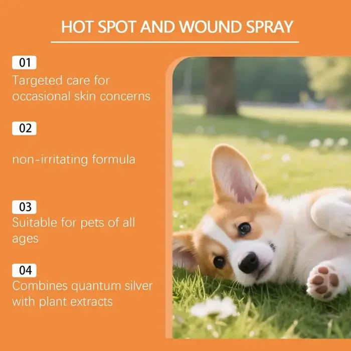 Spray pour points chauds et plaies des animaux de compagnie apaisant irritations cutanées favorisant réparation peau chiens chatsUsageIdOccasionsSpéciales