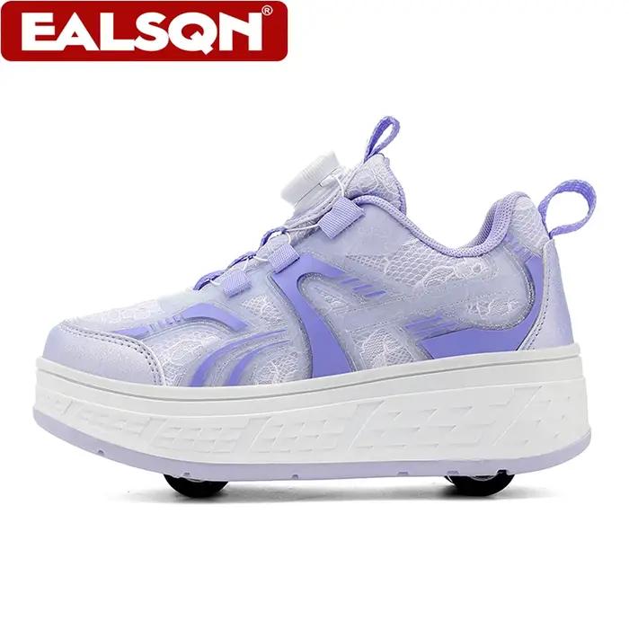 Chaussures de marche respirantes pour enfants filles, patins à roulettes sportifs à quatre roues dét