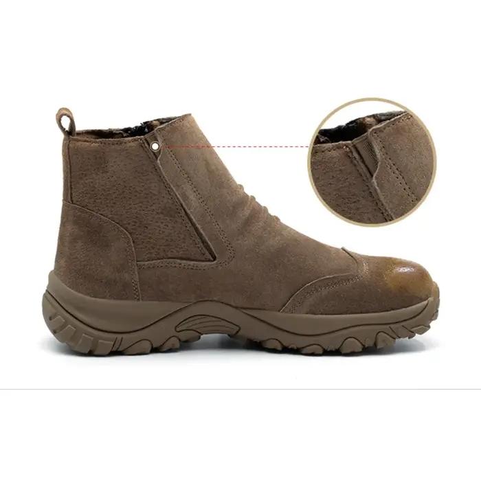Chaussures de sécurité en cuir respirant à enfiler avec embout en acier, résistantes aux chocs, aux perforations, à la chaleur, aux étincelles et au soudage, durables