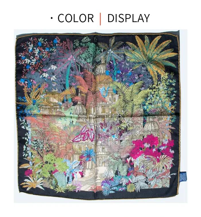 Écharpe en soie et laine 30% 70% imprimé jungle tropicale femme pour toutes les saisons polyvalente à offrir pour les occasions spéciales
