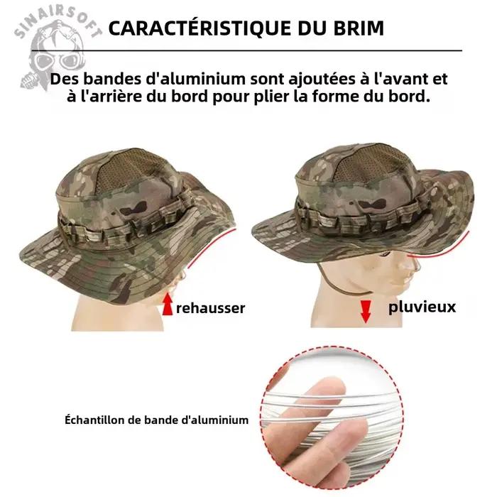 Casquette tactique PRO SINAIRSOFT 2ème génération - Chapeau camouflage bord rond pêche randonnée
